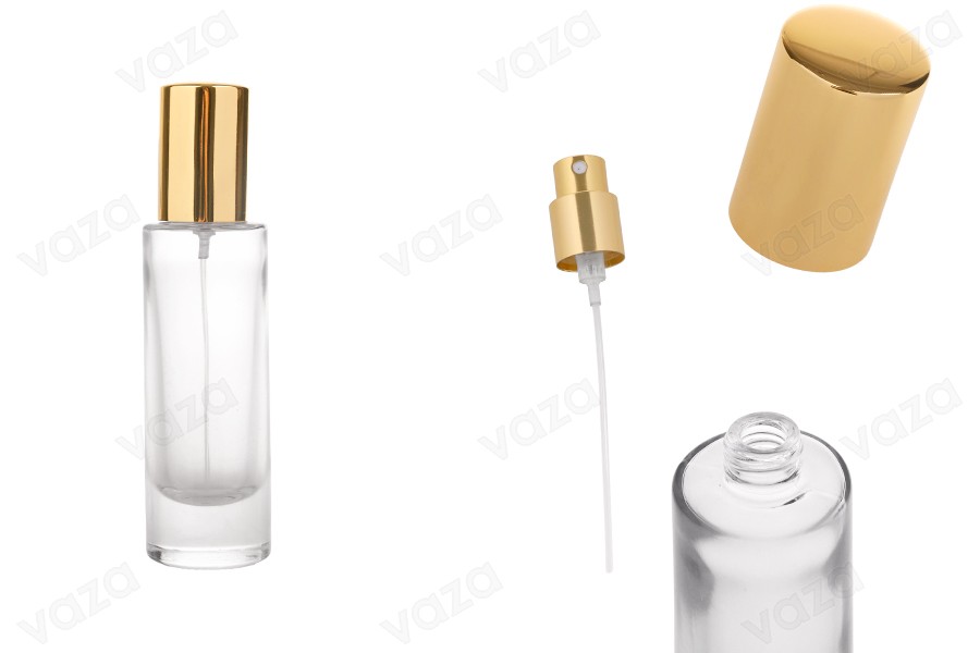 Transparent 30ml perfume glass bottle with aluminum spray pump and cap Transparent 30ml perfume glass bottle with aluminum spray pump and cap-image_product