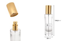 Transparent 30ml perfume glass bottle with aluminum spray pump and cap Transparent 30ml perfume glass bottle with aluminum spray pump and cap-image_dimensions