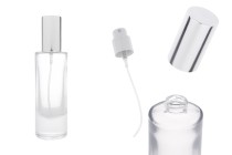 Flacone di profumo in vetro trasparente da 30 ml con pompa spray in alluminio argentato e tappo-immagine_prodotto