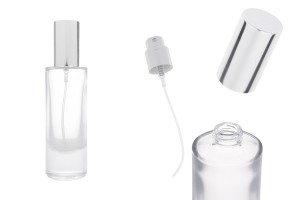 Transparente 30-ml-Parfümglasflasche mit silberner Aluminium-Sprühpumpe und Verschlusskappe-εικόνα_προϊοντική