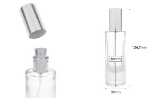 Transparente 30-ml-Parfümglasflasche mit silberner Aluminium-Sprühpumpe und Verschlusskappe-εικόνα_διαστάσεις