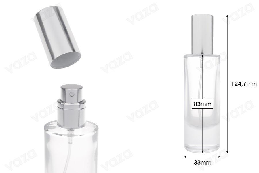 Shishe parfumi 30ml transparente me sprej ngjyrë argjëndi dhe kapak alumini Shishe parfumi 30ml transparente me sprej ngjyrë argjëndi dhe kapak alumini -εικόνα_διαστάσεις
