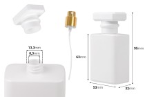 Glass perfume bottle 50 ml in white color with spray and cap Glass perfume bottle 50 ml in white color with spray and cap-image_dimensions