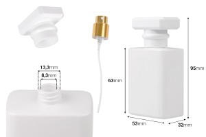 Flacon de parfum en verre 50 ml de couleur blanche avec spray et bouchon-εικόνα_διαστάσεις