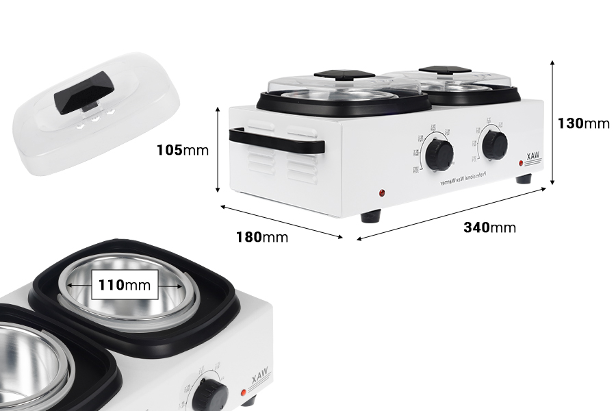 Διπλή λευκή μηχανή τήξης - υγροποίησης κεριού 500/500ml-εικόνα_διαστάσεις