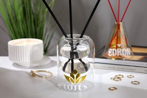 Doppelwandige Glasdiffusorflasche 190 ml (90 x 120 mm) aus mundgeblasenem Glas in verschiedenen Farben-εικόνα_σύνθεση