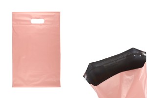 Kuriertaschen 260x330 mm rosa wasserdichtes PE mit Selbstklebeverschluss und Tragegriff - 100 Stück-εικόνα_προϊοντική