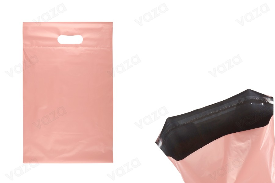 Buste per spedizione 260x330 mm in PE impermeabile rosa con chiusura autoadesiva e maniglia - 100 pezzi-immagine_prodotto