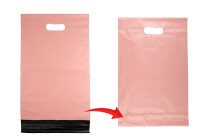 Σακούλες μεταφορών courier 260x330 mm ροζ αδιάβροχες PE με αυτοκόλλητο κλείσιμο και χειρολαβή - 100 τμχ