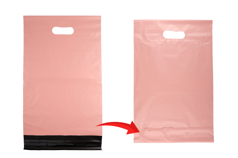 Σακούλες μεταφορών courier 260x330 mm ροζ αδιάβροχες PE με αυτοκόλλητο κλείσιμο και χειρολαβή - 100 τμχ