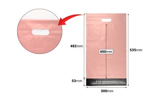 Buste per spedizione 300x400 mm in PE impermeabile rosa con chiusura autoadesiva e maniglia - 100 pezzi-εικόνα_διαστάσεις