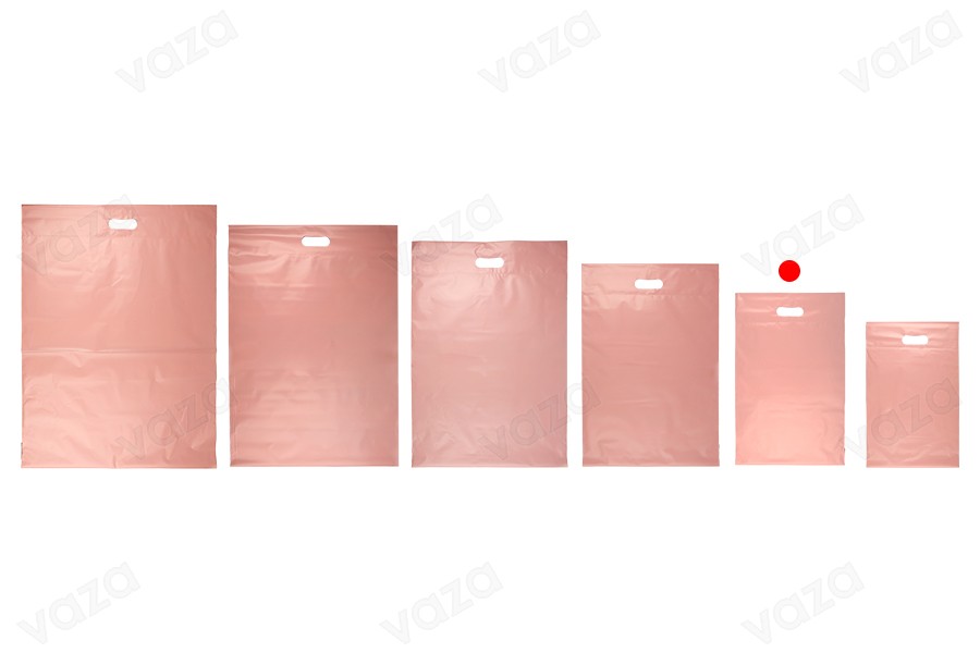 Qese korrieri 300x400 mm rozë të papërshkueshme nga uji PE me mbyllje me ngjitje dhe dorezë - 100 copë   -imazh_grup