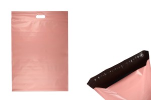 Σακούλες μεταφορών courier 450x550 mm ροζ αδιάβροχες PE με αυτοκόλλητο κλείσιμο και χειρολαβή - 100 τμχ-εικόνα_προϊοντική