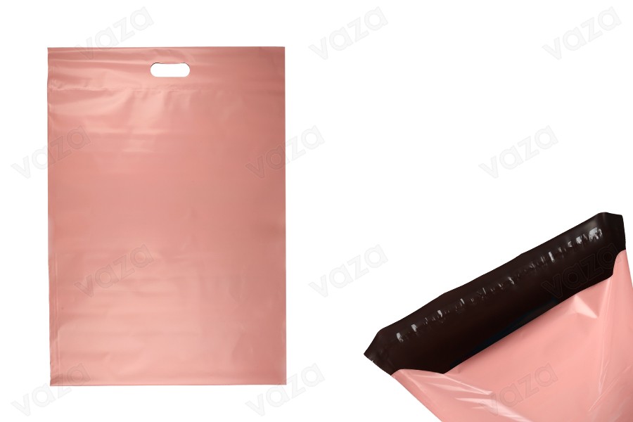Courier bags 450x550 mm pink waterproof PE with self-adhesive closure and handle - 100 pcs-image_product