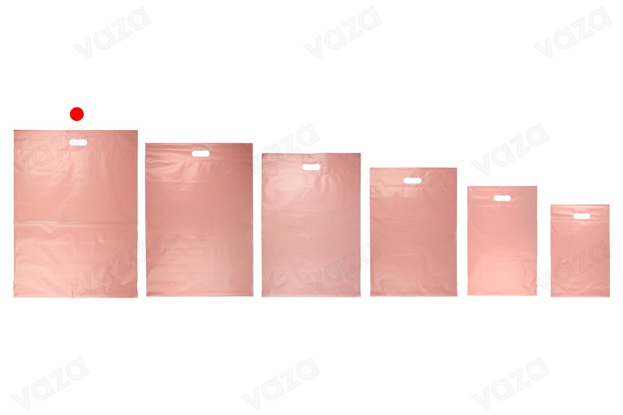 Qese korrieri 500x600 mm rozë të papërshkueshme nga uji PE me mbyllje me ngjitje dhe dorezë - 100 copë   -εικόνα_σύνθεση