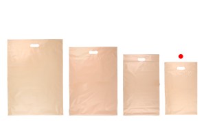 Busta per spedizione 300x400 mm beige in PE impermeabile con chiusura autoadesiva e maniglia - 100 pezzi-bildgruppe