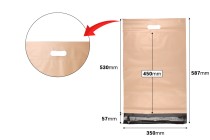 Σακούλες μεταφορών courier 350x450 mm μπεζ αδιάβροχες PE με αυτοκόλλητο κλείσιμο και χειρολαβή - 100 τμχ