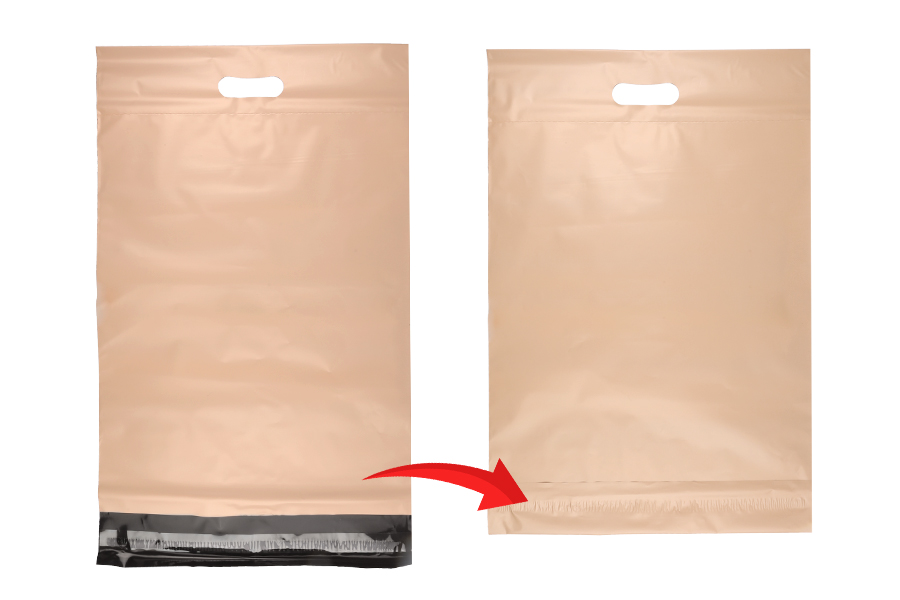 Σακούλες μεταφορών courier 350x450 mm μπεζ αδιάβροχες PE με αυτοκόλλητο κλείσιμο και χειρολαβή - 100 τμχ