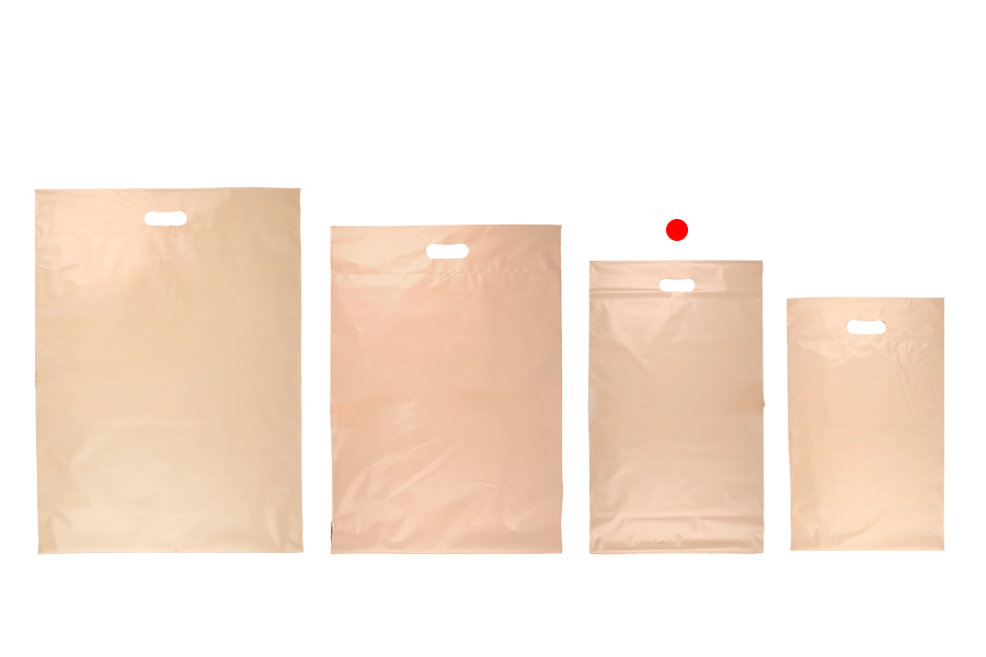 Σακούλες μεταφορών courier 350x450 mm μπεζ αδιάβροχες PE με αυτοκόλλητο κλείσιμο και χειρολαβή - 100 τμχ
