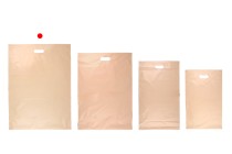 Σακούλες μεταφορών courier 450x550 mm μπεζ αδιάβροχες PE με αυτοκόλλητο κλείσιμο και χειρολαβή - 100 τμχ
