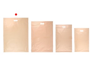 Kuriertaschen 450x550 mm beige wasserdichtes PE mit Selbstklebeverschluss und Tragegriff - 100 Stück-εικόνα_σύνθεση