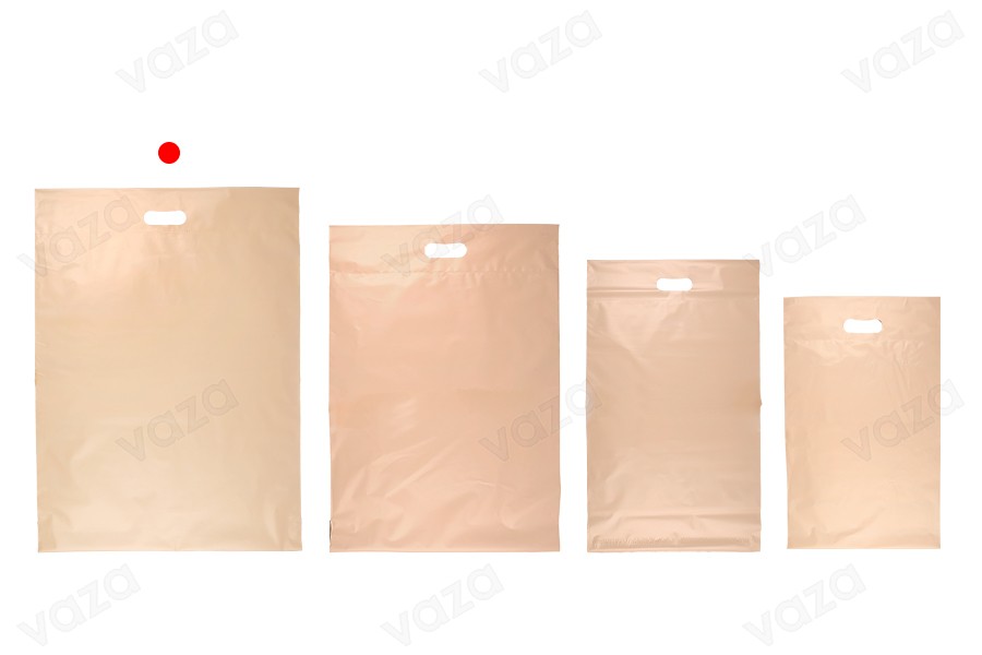 Courier bags 450x550 mm beige waterproof PE with self-adhesive closure and handle - 100 pcs Courier bags 450x550 mm beige waterproof PE with self-adhesive closure and handle - 100 pcs-image_group