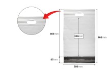 Σακούλες μεταφορών courier 260x330 mm λευκές αδιάβροχες PE με αυτοκόλλητο κλείσιμο και χειρολαβή - 100 τμχ