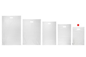 Pochette d'expédition 260x330 mm en PE blanc imperméable avec fermeture autocollante et poignée - 100 pièces-εικόνα_σύνθεση