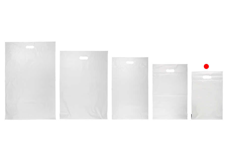 Σακούλες μεταφορών courier 260x330 mm λευκές αδιάβροχες PE με αυτοκόλλητο κλείσιμο και χειρολαβή - 100 τμχ