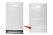 Σακούλες μεταφορών courier 300x400 mm λευκές αδιάβροχες PE με αυτοκόλλητο κλείσιμο και χειρολαβή - 100 τμχ Σακούλες μεταφορών courier 300x400 mm λευκές αδιάβροχες PE με αυτοκόλλητο κλείσιμο και χειρολαβή - 100 τμχ