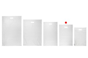 Busta per spedizione 300x400 mm in PE bianco impermeabile con chiusura autoadesiva e maniglia - 100 pezzi-εικόνα_σύνθεση