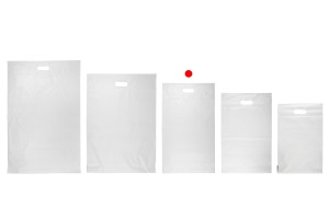 Busta per spedizione 350x450 mm in PE bianco impermeabile con chiusura autoadesiva e maniglia - 100 pezzi-εικόνα_σύνθεση