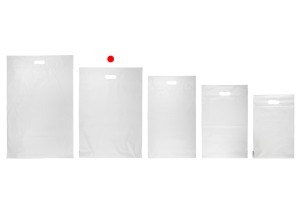 Pochette d'expédition 400x500 mm en PE blanc imperméable avec fermeture autocollante et poignée - 100 pièces-εικόνα_σύνθεση