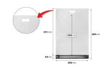 Σακούλες μεταφορών courier 450x550 mm λευκές αδιάβροχες PE με αυτοκόλλητο κλείσιμο και χειρολαβή - 100 τμχ