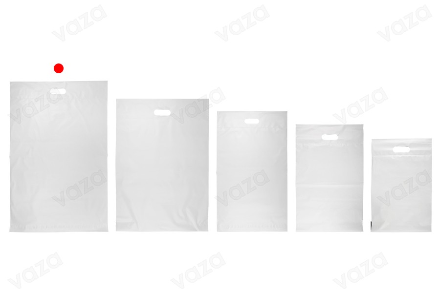 Courier bags 450x550 mm white waterproof PE with self-adhesive closure and handle - 100 pcs Courier bags 450x550 mm white waterproof PE with self-adhesive closure and handle - 100 pcs-image_group