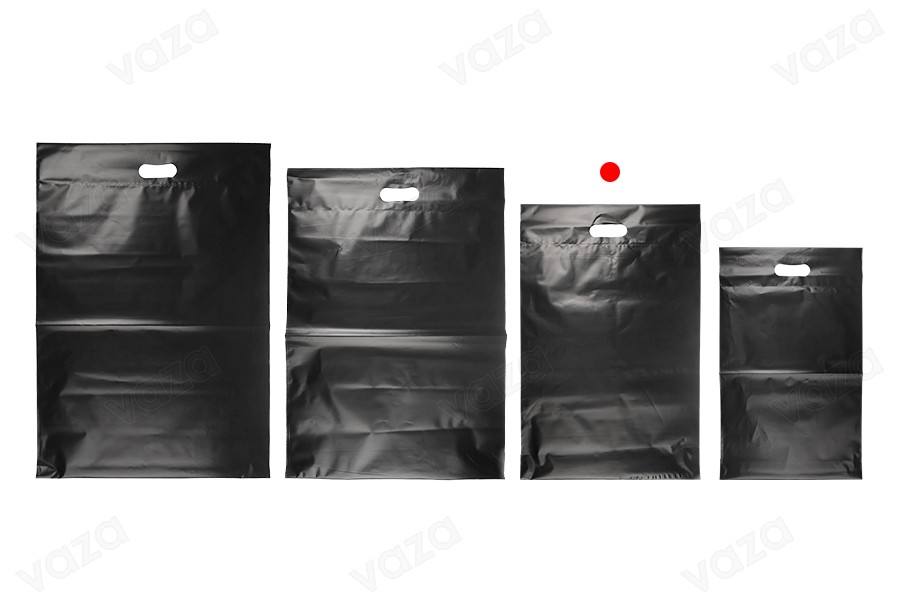 Σακούλες μεταφορών courier 350x450 mm μαύρες αδιάβροχες PE με αυτοκόλλητο κλείσιμο και χειρολαβή - 100 τμχ-εικόνα_σύνθεση