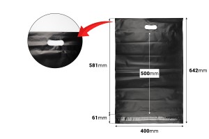 Pochette d'expédition 400x500 mm noire imperméable en PE avec fermeture autocollante et poignée – 100 pièces-photo_dimensions