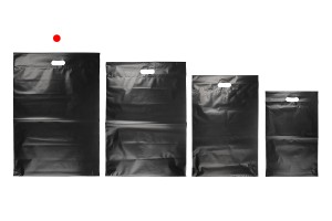 Kuriertaschen 450x550 mm schwarz, wasserdichtes PE mit Selbstklebeverschluss und Tragegriff – 100 Stück-bildgruppe