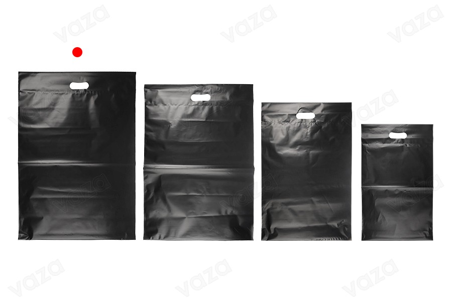 Pochette d'expédition 450x550 mm noire imperméable en PE avec fermeture autocollante et poignée – 100 pièces-photo_groupe