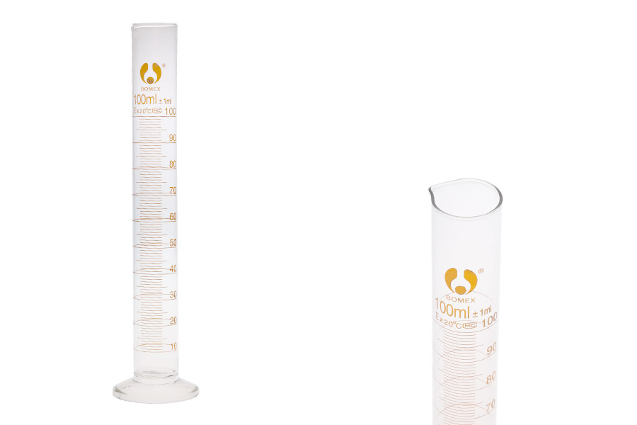 Γυάλινος ογκομετρικός σωλήνας 100 ml με διαβάθμιση Γυάλινος ογκομετρικός σωλήνας 100 ml με διαβάθμιση