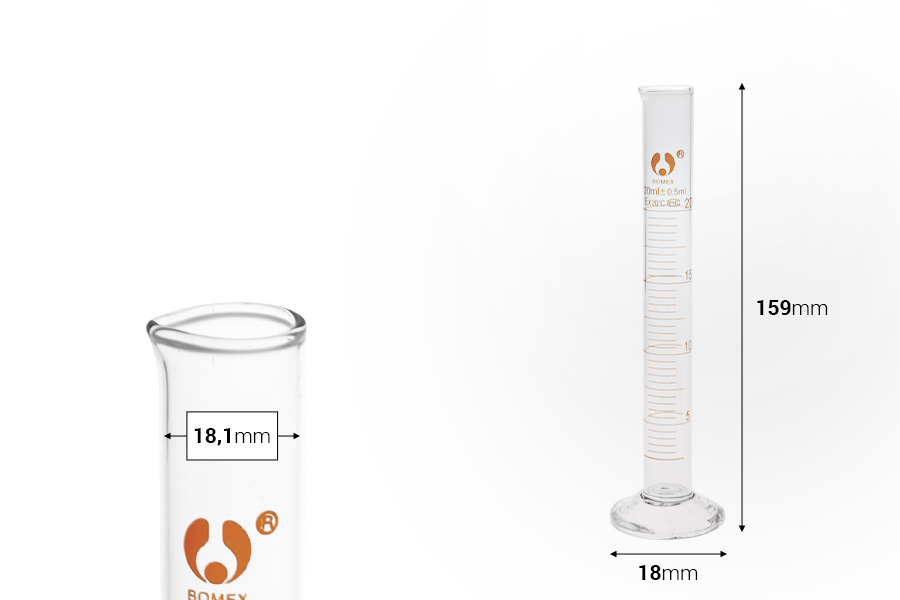 Messrohr aus Glas, 20 ml-bildabmessungen