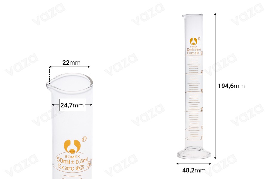 50 ml Messzylinder aus Glas 50 ml Messzylinder aus Glas-bildabmessungen