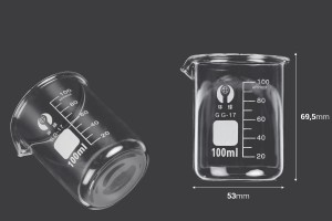 Glaszylinderbecher 100 ml-bildabmessungen