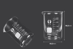 Bécher cylindrique en verre 250 ml-εικόνα_διαστάσεις