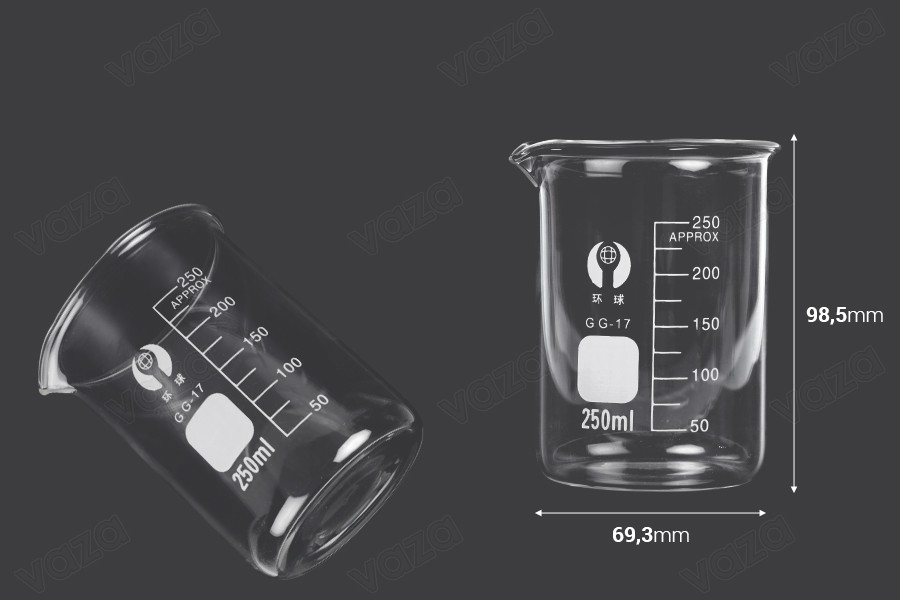 Bécher cylindrique en verre 250 ml-photo_dimensions