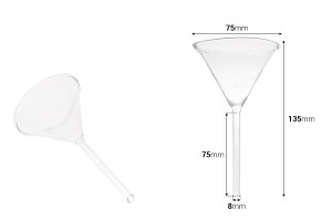 Entonnoir en verre d'un diamètre de 75 mm (pointe de 8 mm)-εικόνα_διαστάσεις