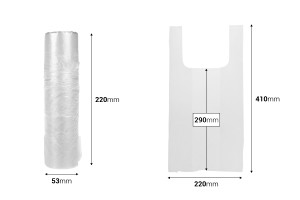 Sachet plastique 220x410 mm de couleur transparente - 100 pièces sur un rouleau-εικόνα_διαστάσεις