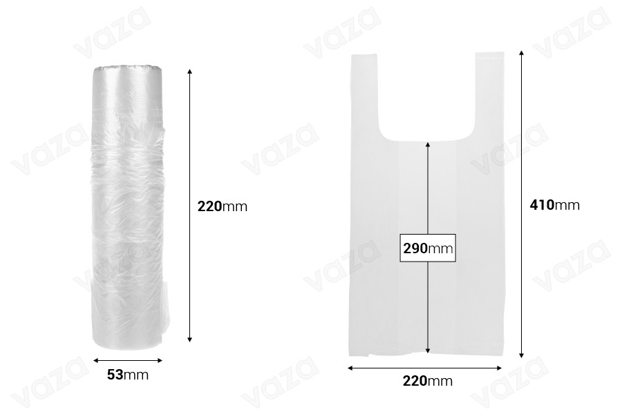 Qese plastike 220x410 mm transparente - 100 copë në bobinë-imazh_dimensione