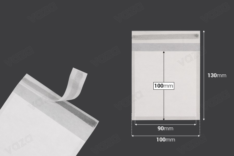 Zarf letre 100x100 mm me mbyllje me ngjitje - 100 copë-imazh_dimensione