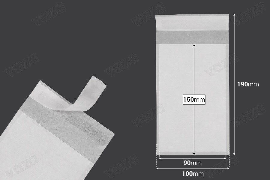 Zarf letre 100x150 mm me mbyllje me ngjitje - 100 copë-imazh_dimensione